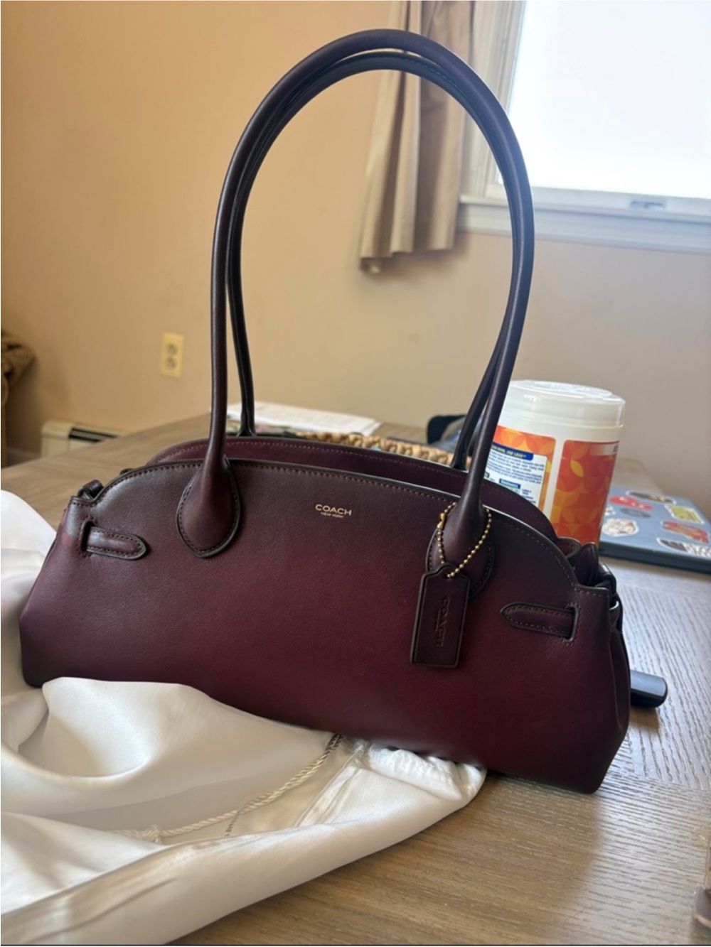 Coach empire carryall Burgundy Leather Shoulder Bag with Top Handles